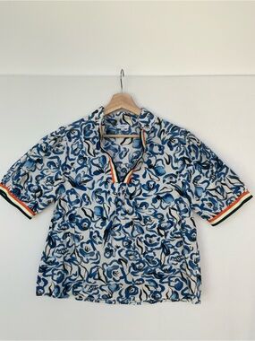 Voy Blue Floral Print Blouse
